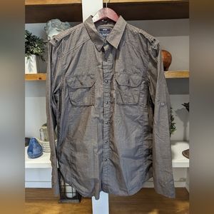 American Rag Brown Pearl Snap Tactical Hiking Shirt Size Medium